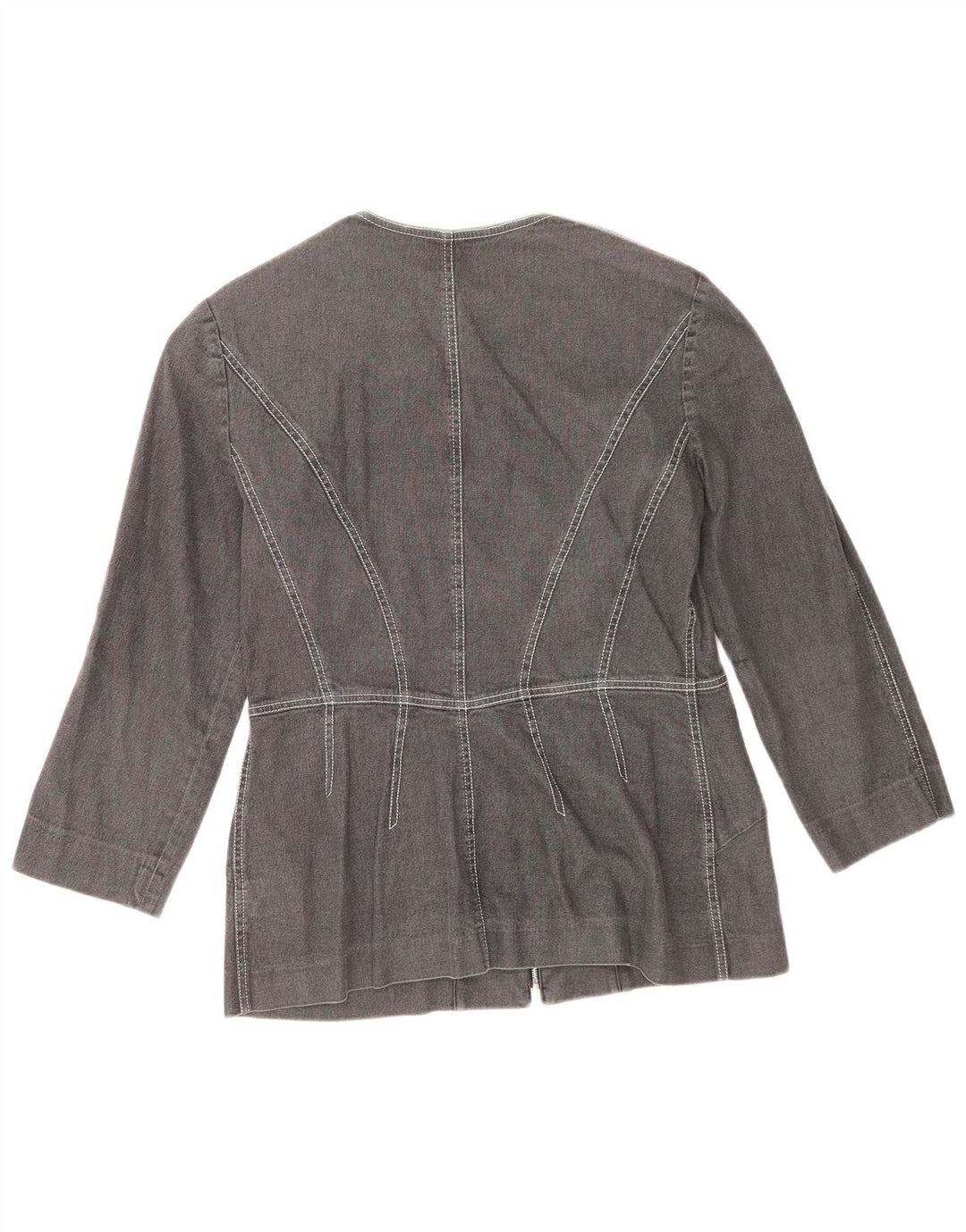 Alain Manoukian Womens Denim Blazer Jacket IT 44 Medium Grey Cotton