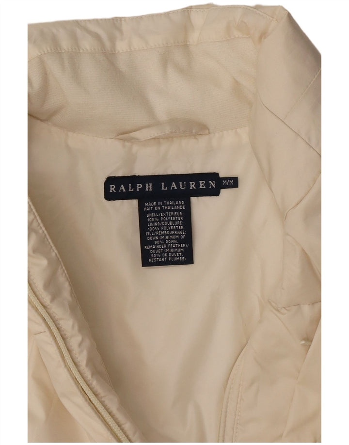 Ralph Lauren Womens Crop Padded Jacket UK 14 Medium Off White Polyester