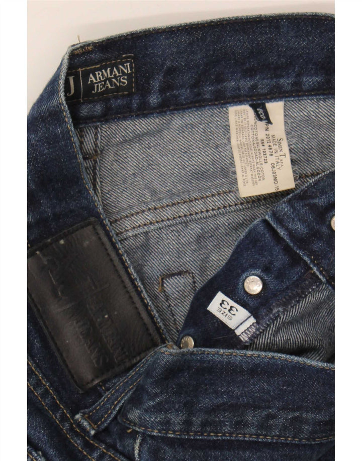 Armani Mens Straight Jeans W33 L32 Blue Cotton
