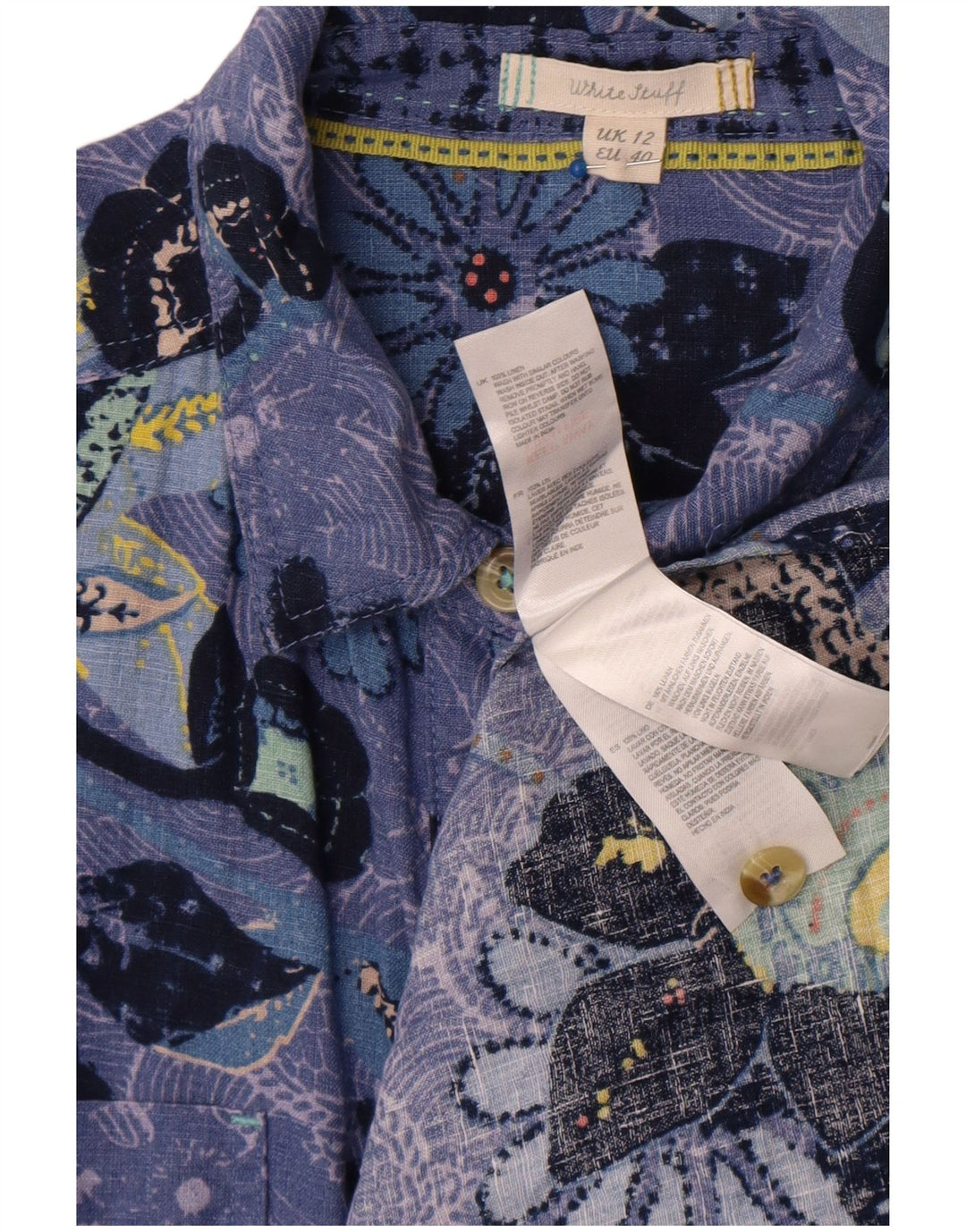 White Stuff Womens Shirt Dress UK 12 Medium Blue Floral Linen
