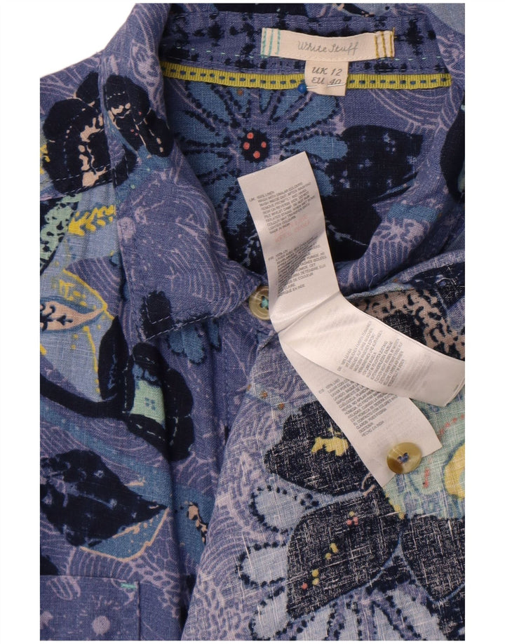 White Stuff Womens Shirt Dress UK 12 Medium Blue Floral Linen