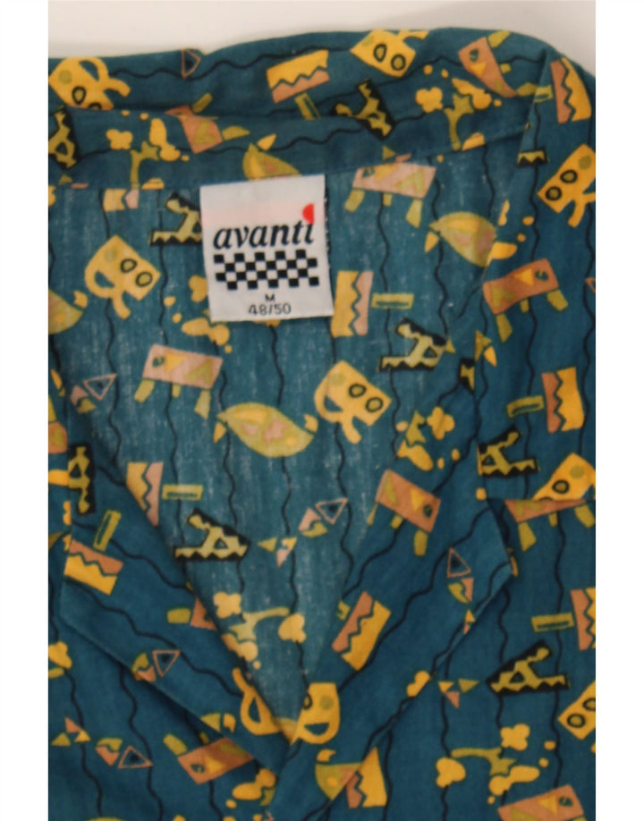 AVANTI Mens Short Sleeve Abstract Pattern Shirt IT 48/50 Medium Blue Vintage Avanti and Second-Hand Avanti from Messina Hembry 