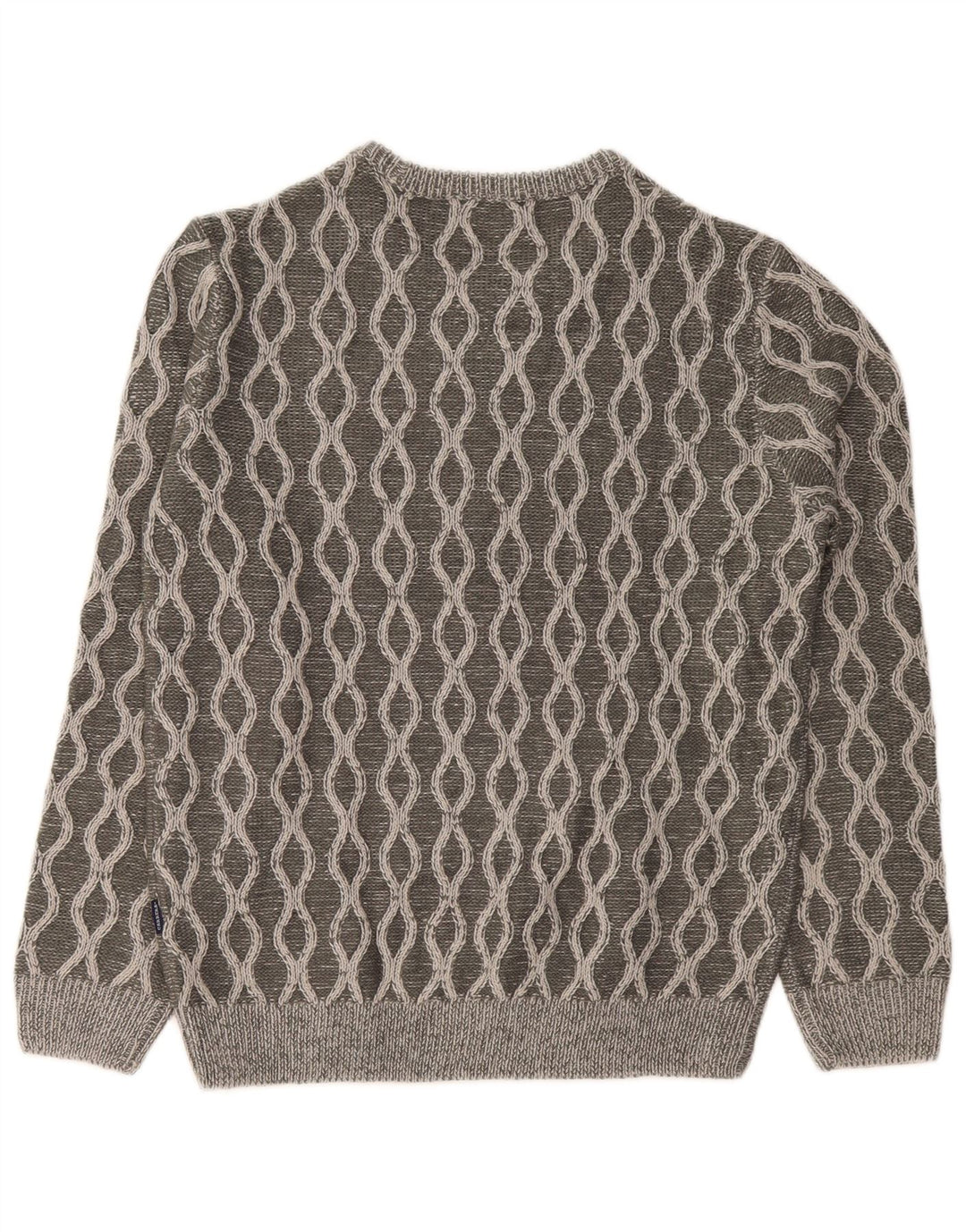 CARRERA Mens Crew Neck Jumper Sweater Medium Grey Geometric Acrylic