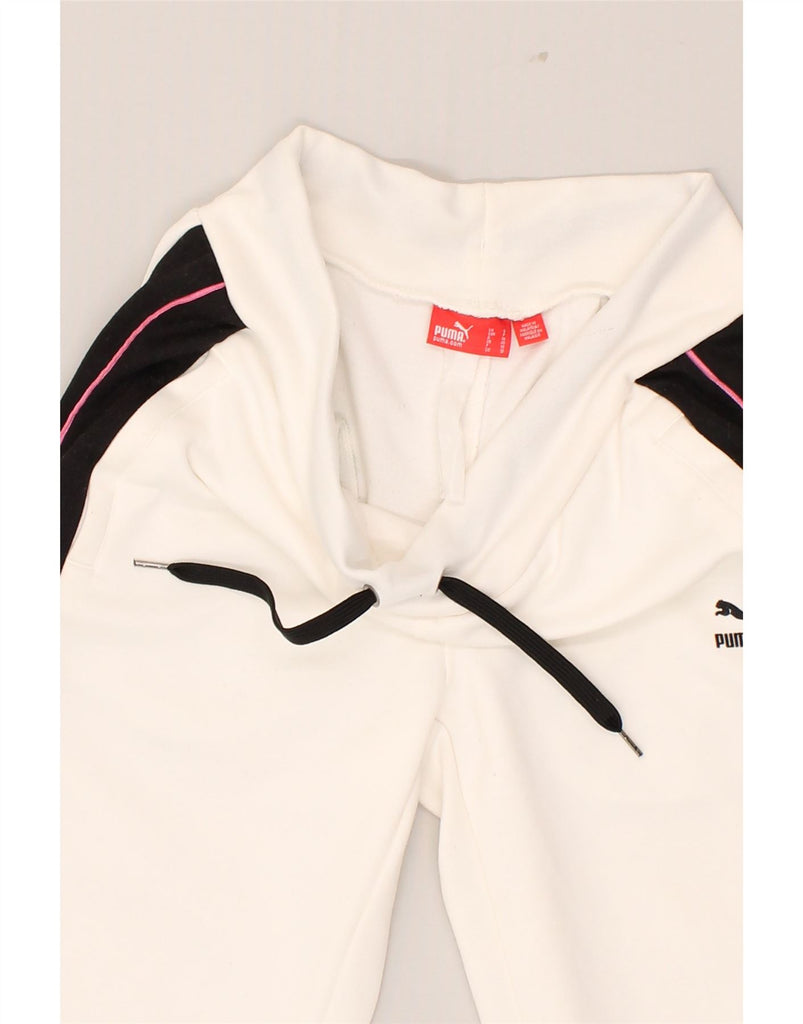 PUMA Womens Bermuda Sport Shorts UK 10 Small White Colourblock | Vintage Puma | Thrift | Second-Hand Puma | Used Clothing | Messina Hembry 
