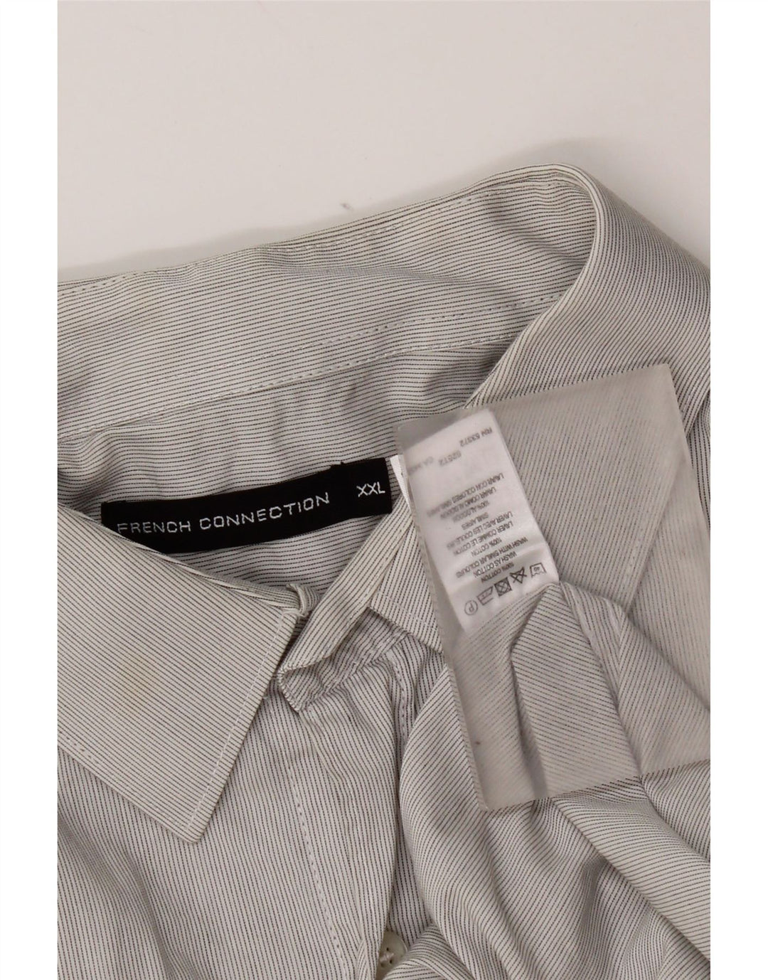 French Connection Mens Shirt 2XL Grey Pinstripe Cotton