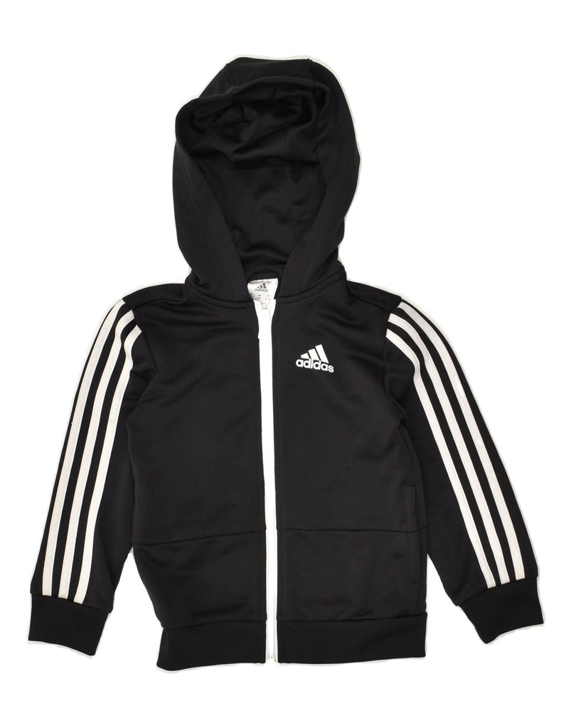 ADIDAS Boys Zip Hoodie Sweater 5-6 Years Black Polyester | Vintage Adidas | Thrift | Second-Hand Adidas | Used Clothing | Messina Hembry 