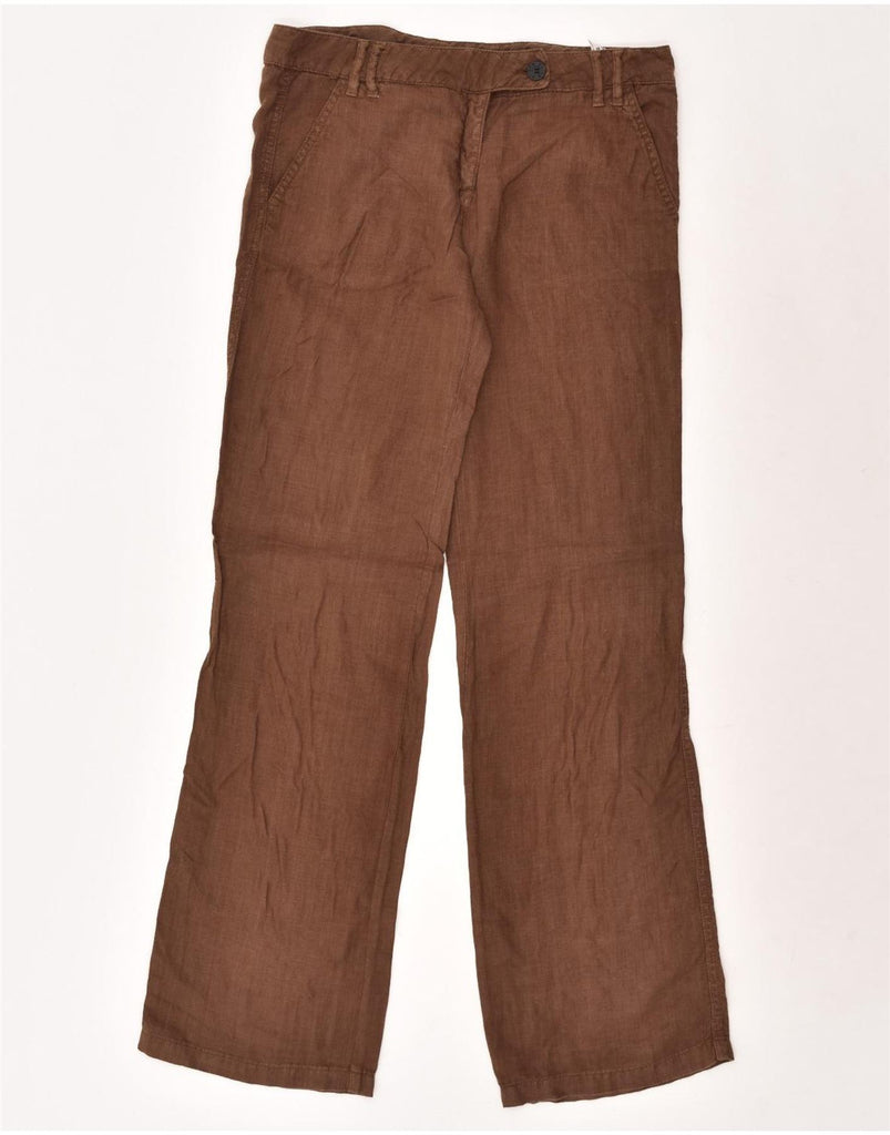 NORTH SAILS Womens Straight Chino Trousers EU 42 Large W32 L33 Brown Linen | Vintage North Sails | Thrift | Second-Hand North Sails | Used Clothing | Messina Hembry 