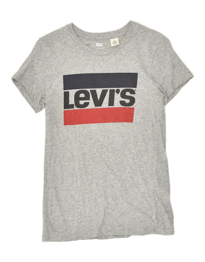 LEVI'S Womens Graphic T-Shirt Top UK 6 XS Grey Cotton | Vintage Levi's | Thrift | Second-Hand Levi's | Used Clothing | Messina Hembry 