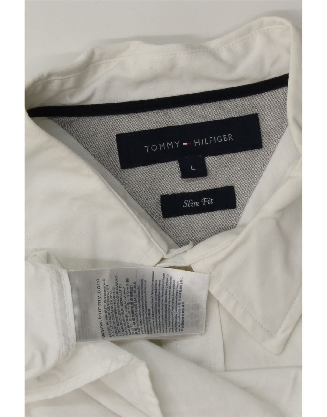 Tommy Hilfiger Mens Slim Fit Shirt Large White Cotton