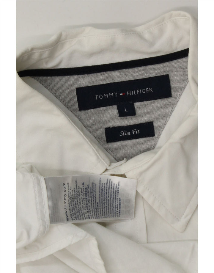 Tommy Hilfiger Mens Slim Fit Shirt Large White Cotton