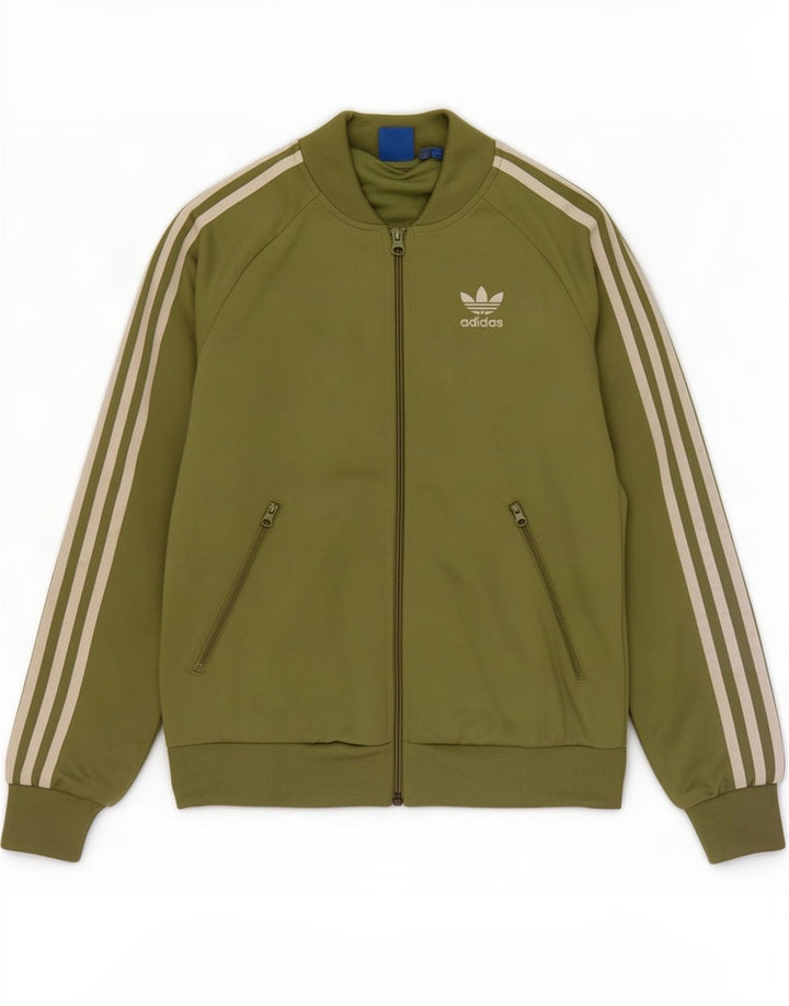 Adidas Womens Graphic Tracksuit Top Jacket UK 8 Small Green Polyester
