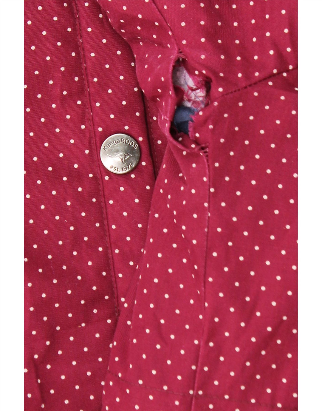 Kangaroos Womens Hooded Windbreaker Coat UK 18 XL Maroon Spotted Polyester