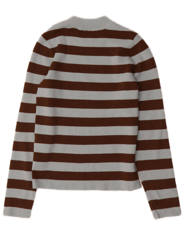 Levi's Womens Crew Neck Jumper Sweater UK 12 Medium Blue Striped Acrylic