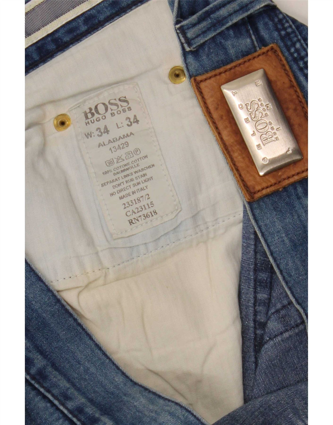 Hugo Boss Mens Straight Jeans W34 L28 Blue Cotton