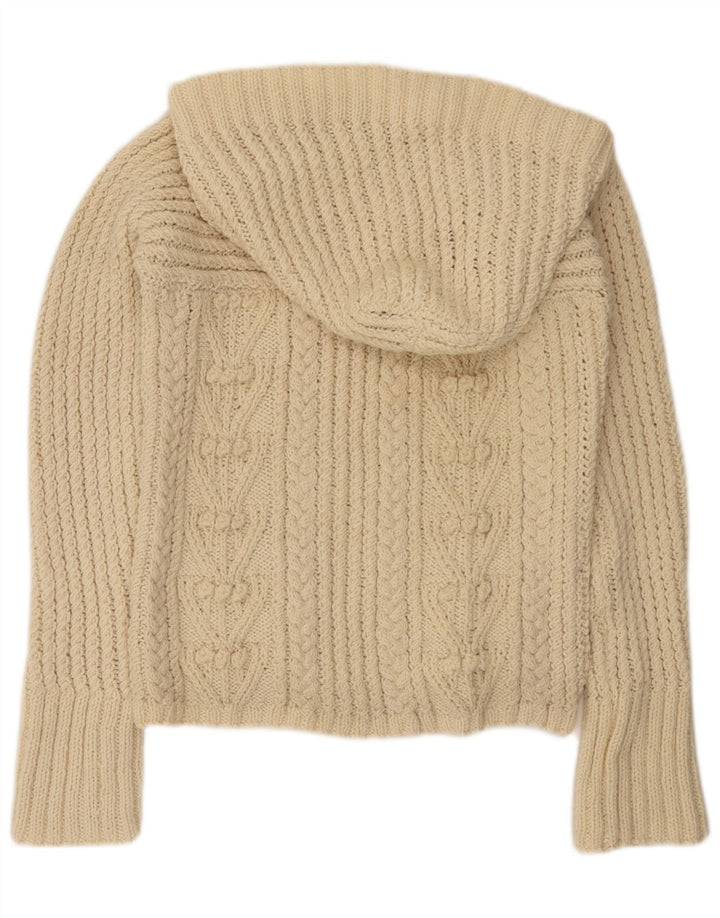 Vintage Womens Hooded Jumper Sweater UK 14 Medium Beige