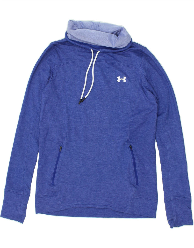 UNDER ARMOUR Womens Roll Neck Sweatshirt Jumper UK 14 Medium Blue | Vintage Under Armour | Thrift | Second-Hand Under Armour | Used Clothing | Messina Hembry 