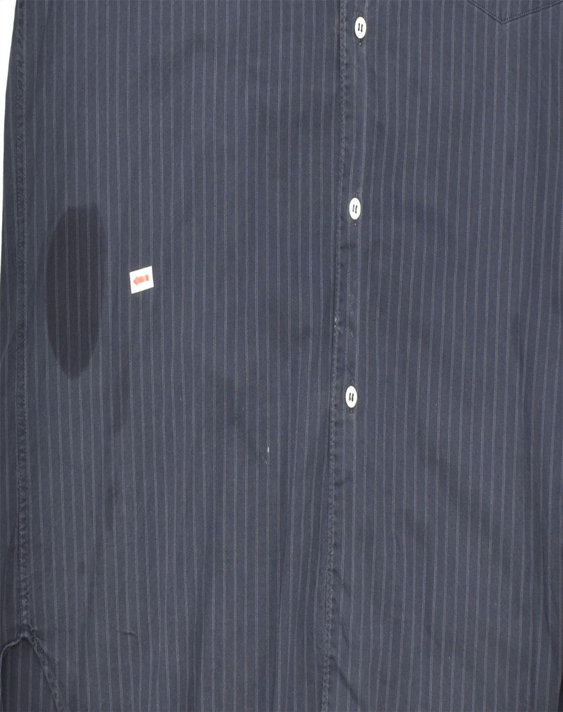 ALBERTO ASPESI Mens Shirt Size 17-43 XL Black Striped Cotton | Vintage | Thrift | Second-Hand | Used Clothing | Messina Hembry 