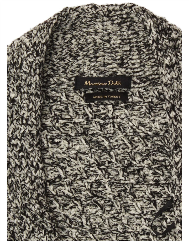 Massimo Dutti Womens Open Cardigan Sweater UK 18 XL Grey Flecked
