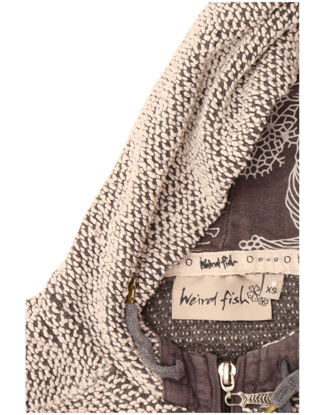 WEIRD FISH Womens Zip Hoodie Sweater UK 6 XS Grey Cotton