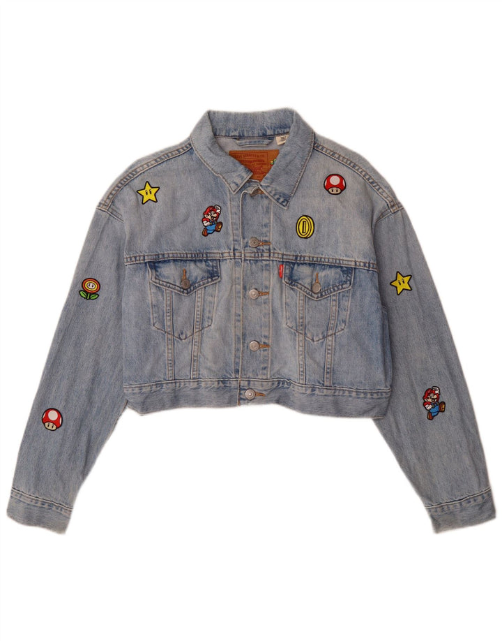 Levi's Girls Graphic Denim Jacket 13-14 Years Small Blue Cotton