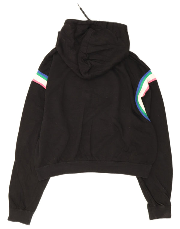Nike Womens Crop Graphic Hoodie Jumper UK 10 Small Black Colourblock