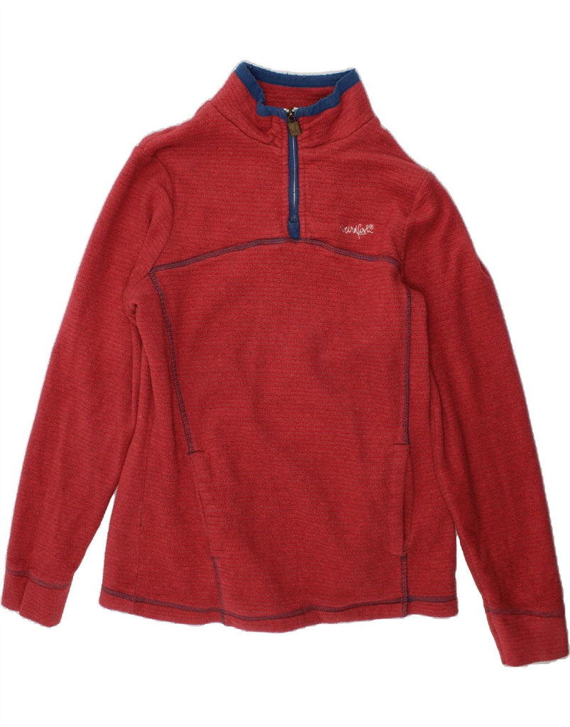 WEIRD FISH Girls Graphic Zip Neck Fleece Jumper 11-12 Years Red Polyester Vintage Weird Fish and Second-Hand Weird Fish from Messina Hembry 