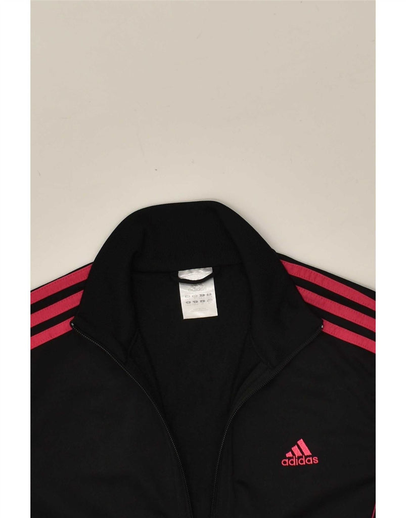 ADIDAS Womens Graphic Tracksuit Top Jacket UK 8/10 Small Black Colourblock Vintage Adidas and Second-Hand Adidas from Messina Hembry 