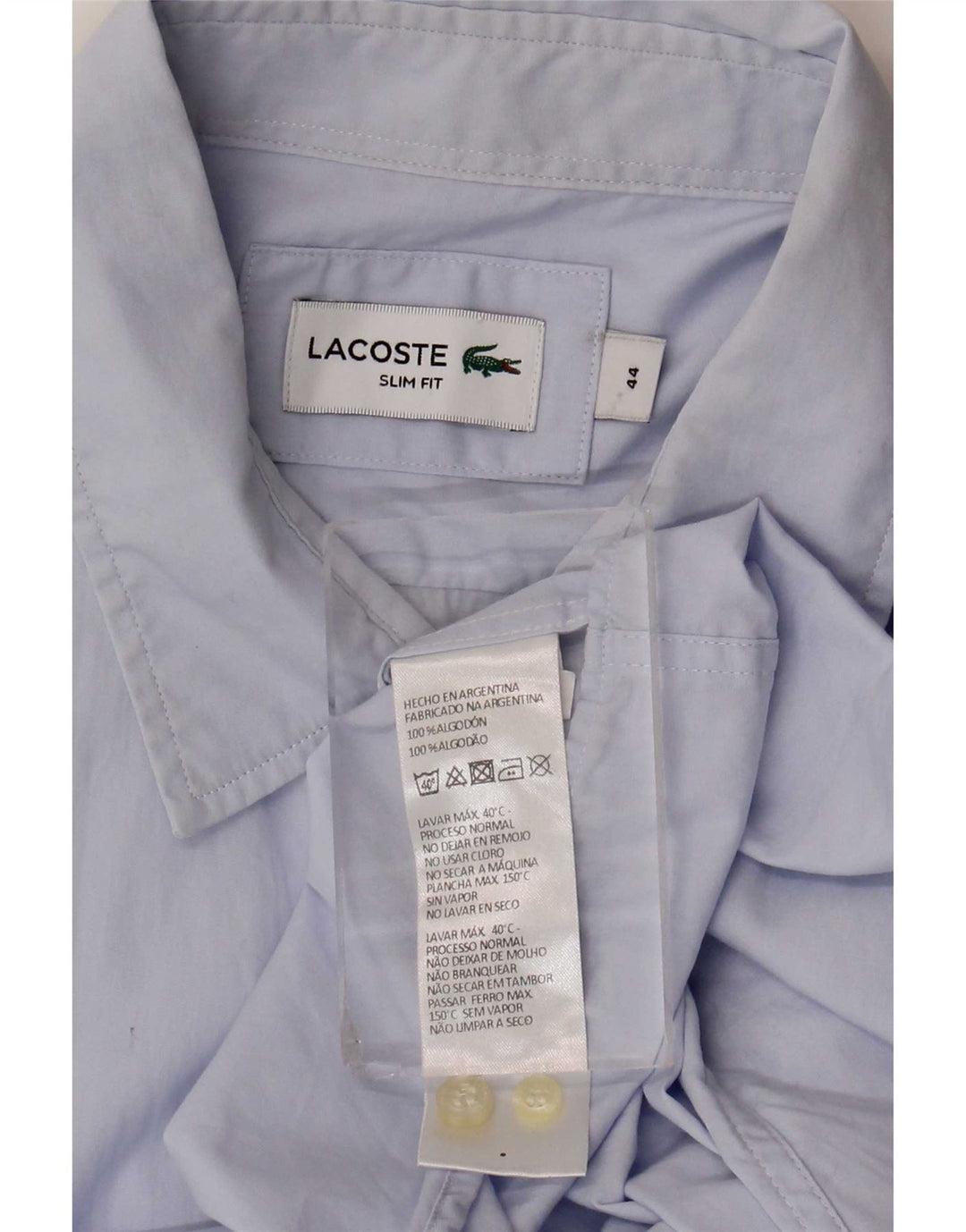 Lacoste Mens Slim Fit Shirt Size 44 XL Blue Cotton