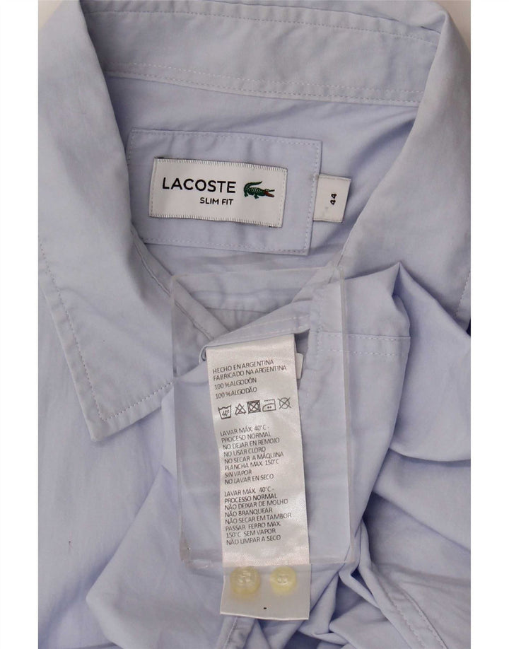 Lacoste Mens Slim Fit Shirt Size 44 XL Blue Cotton
