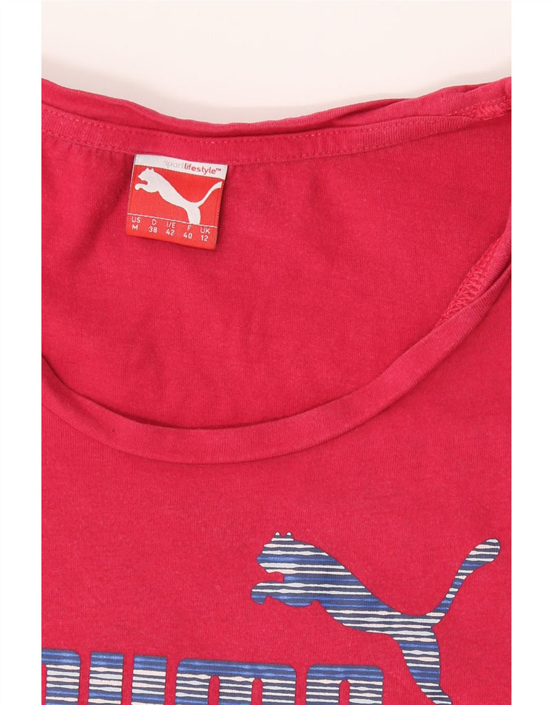 PUMA Womens Graphic T-Shirt Top UK 12 Medium Pink Cotton Vintage Puma and Second-Hand Puma from Messina Hembry 