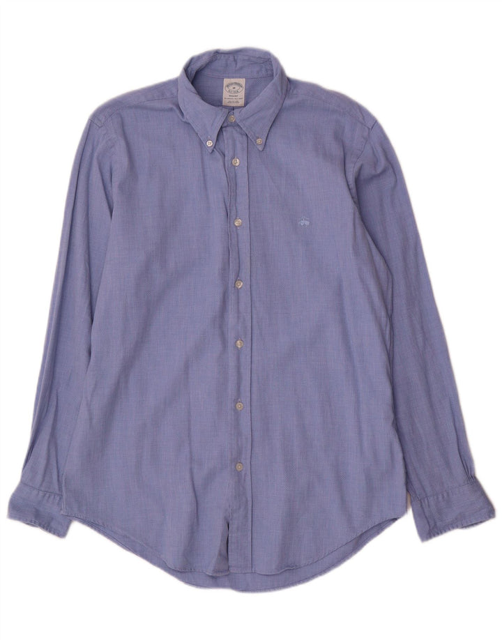 Brooks Brothers Mens Regent Shirt Medium Blue Geometric Cotton