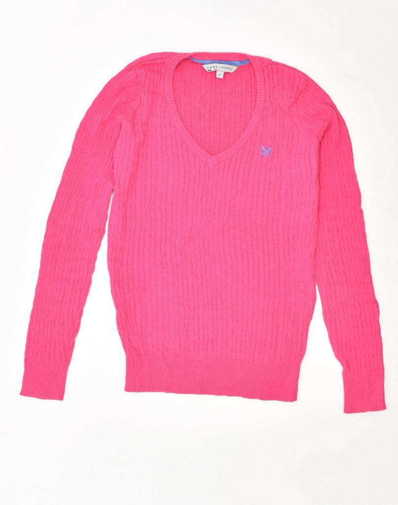 CREW CLOTHING Womens Crew Neck Jumper Sweater US 10 Large Pink Cotton | Vintage | Thrift | Second-Hand | Used Clothing | Messina Hembry 