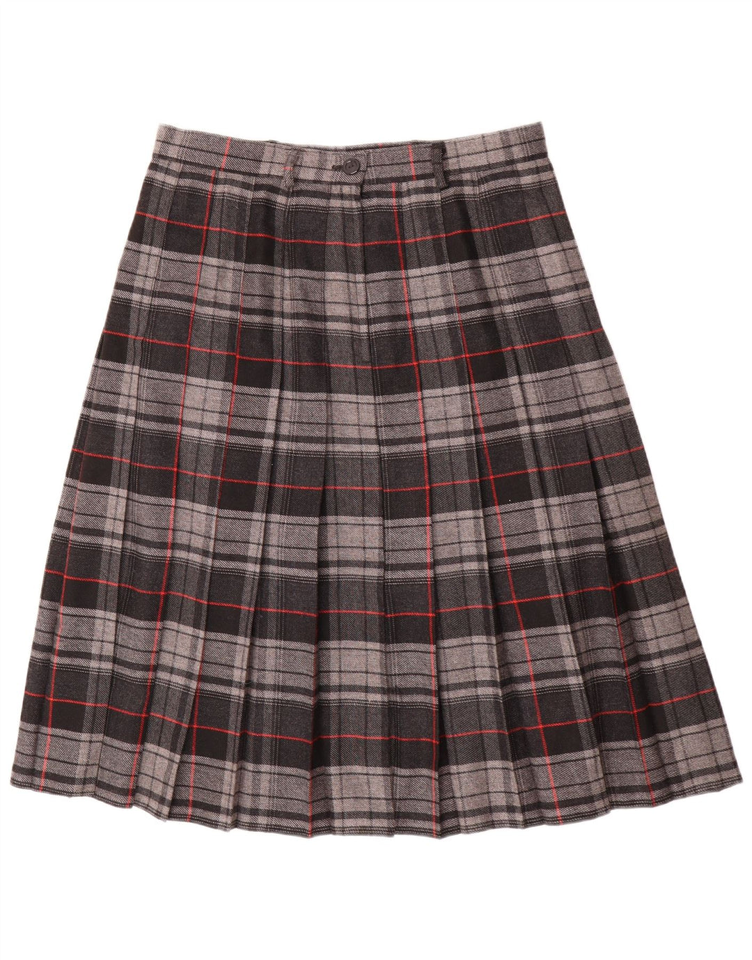 Vintage Womens Knife Pleated Skirt W30 Medium Grey Check Polyester
