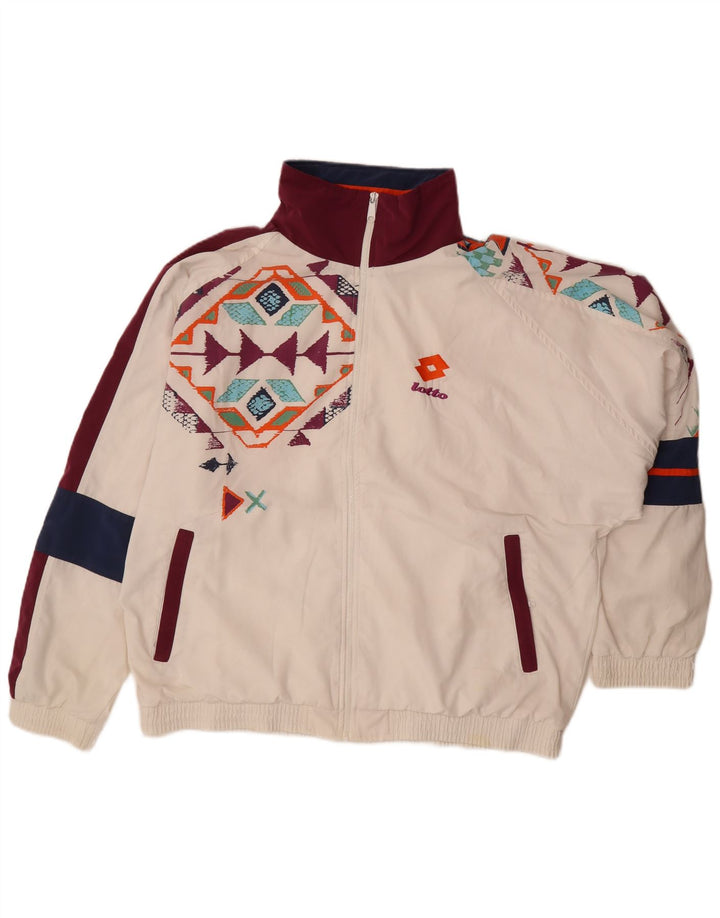 Lotto Mens Loose Fit Tracksuit Top Jacket Large White Geometric