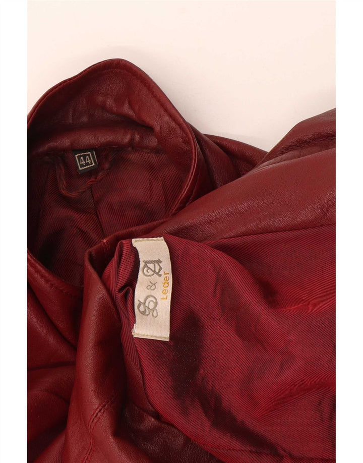 Vintage Womens Leather Jacket IT 44 Medium Burgundy