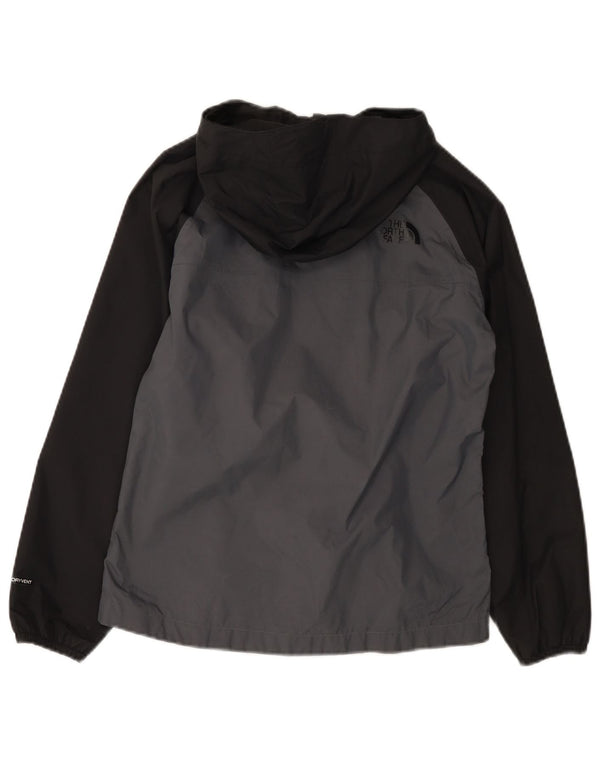 THE NORTH FACE Boys Hooded Rain Jacket 11-12 Years Large Black Colourblock