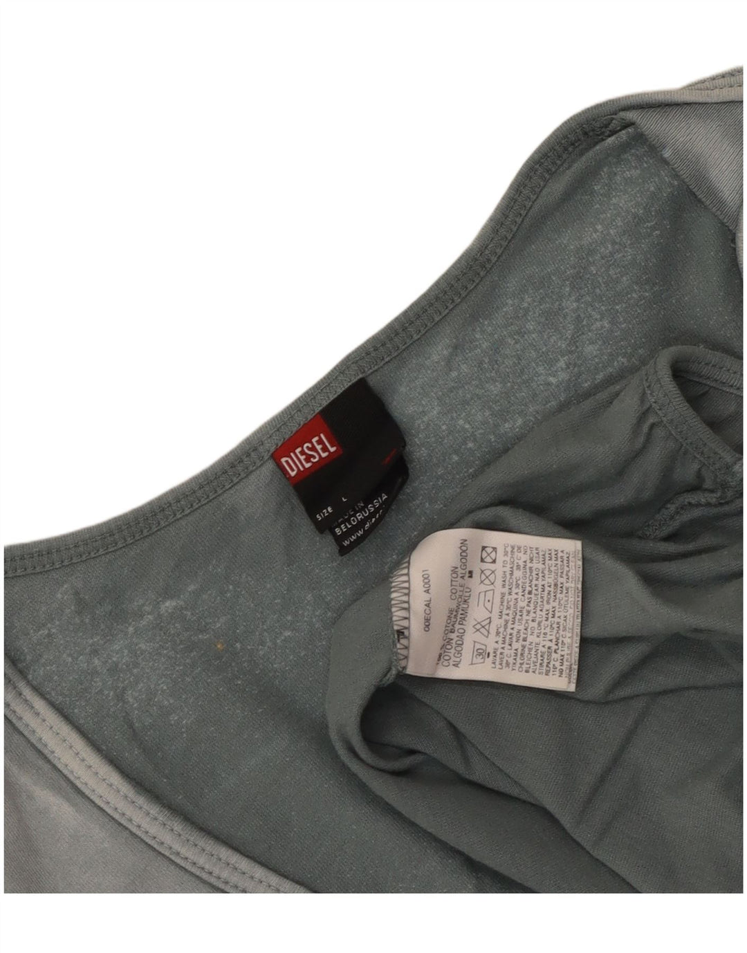 Diesel Womens Crop Top Long Sleeve UK 14 Large Blue Cotton