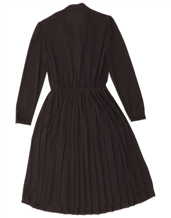 Vintage Womens Long Sleeve A-Line Dress UK 12 Medium Black