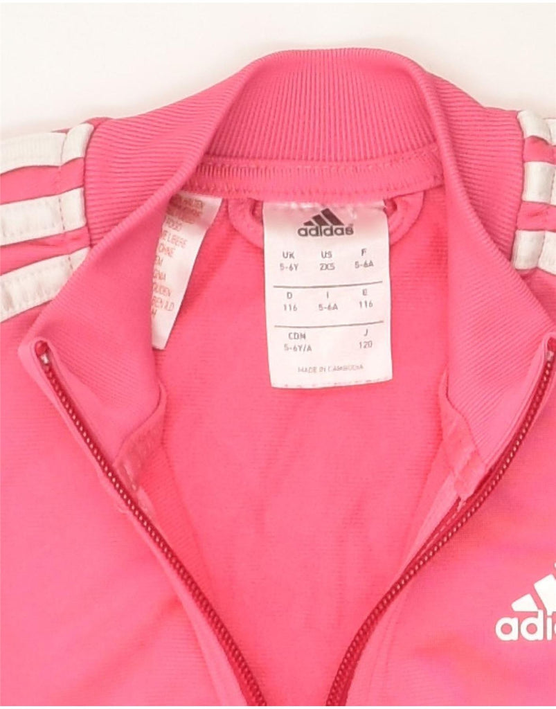 ADIDAS Girls Graphic Tracksuit Top Jacket 5-6 Years Pink Colourblock | Vintage Adidas | Thrift | Second-Hand Adidas | Used Clothing | Messina Hembry 