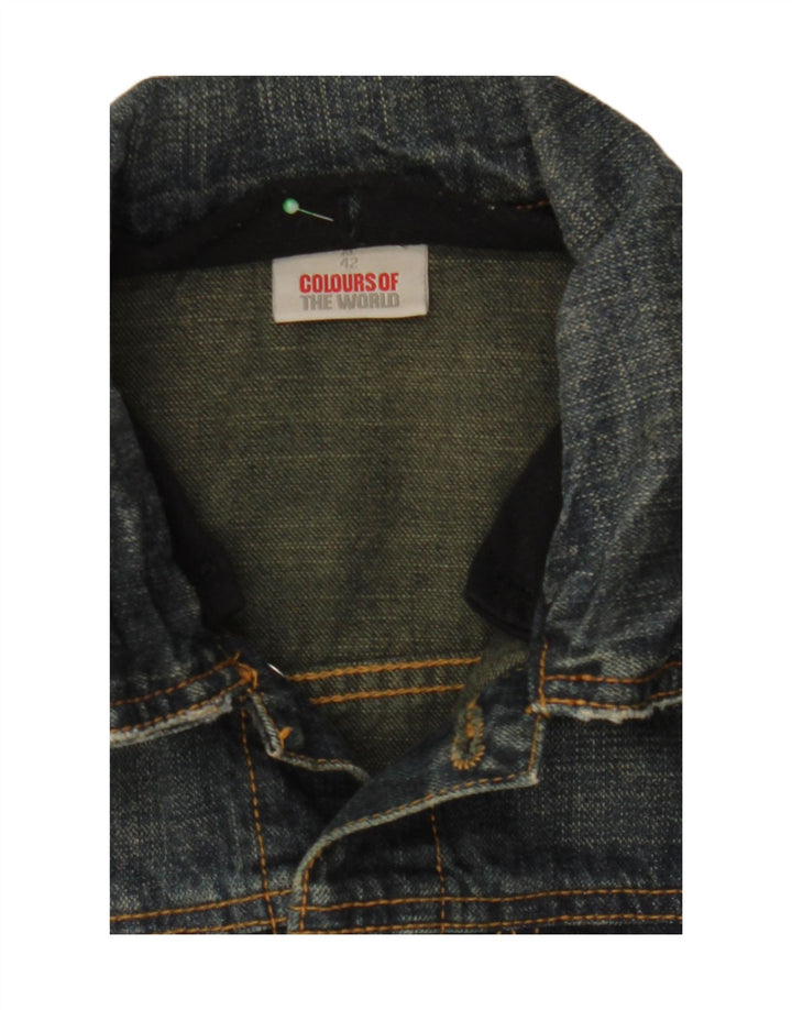 COLOURS OF THE WORLD Womens Denim Jacket IT 42 Medium Navy Blue Vintage Colours Of The World and Second-Hand Colours Of The World from Messina Hembry 