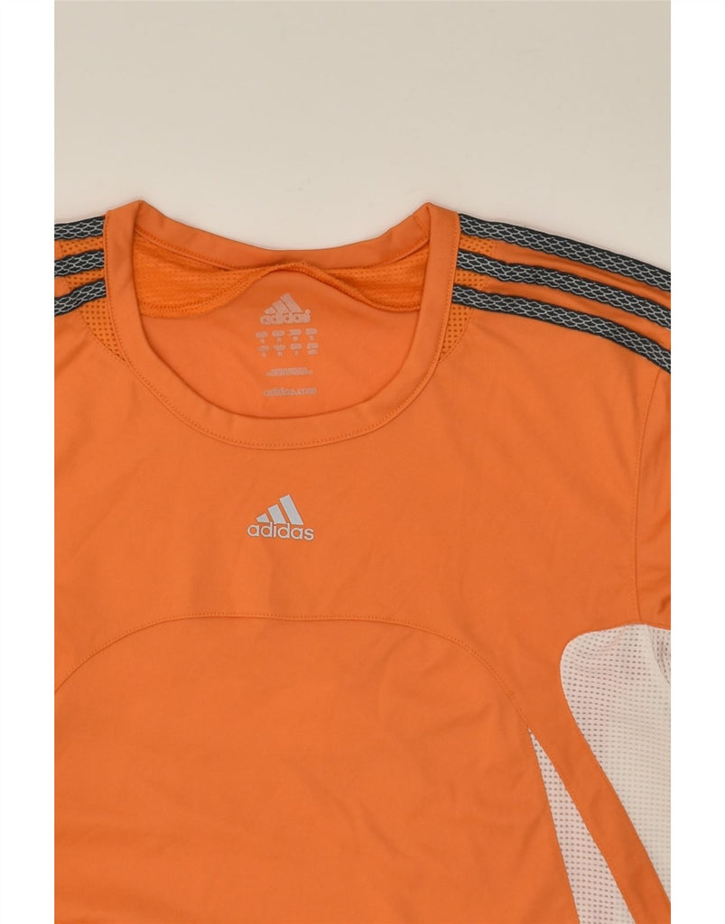 ADIDAS Boys T-Shirt Top 15-16 Years Orange Colourblock Polyester | Vintage Adidas | Thrift | Second-Hand Adidas | Used Clothing | Messina Hembry 