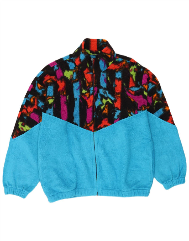 Malden Mens Fleece Jacket UK 40 Large Blue Geometric Polyester Retro