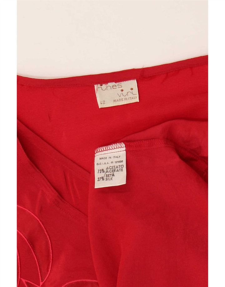 Vintage Womens Loose Fit Blouse Top IT 42 Medium Red Acetate