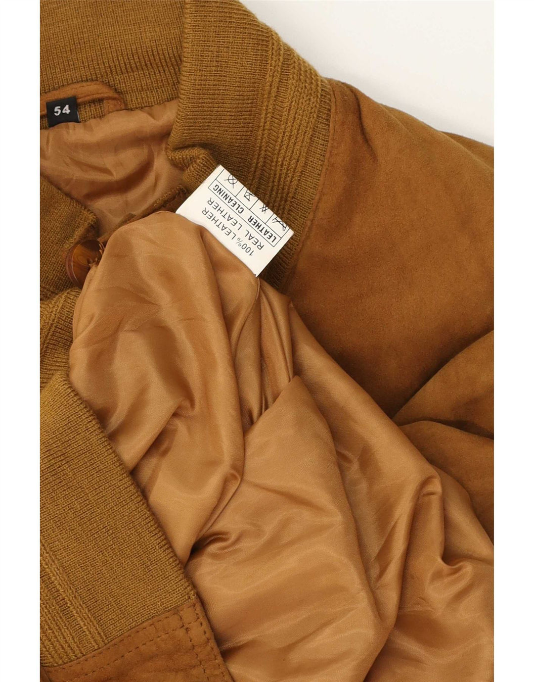 Vintage Mens Suede Bomber Jacket IT 54 2XL Brown Leather