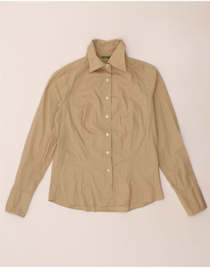 BENETTON Womens Shirt UK 14 Medium Beige Cotton Vintage Benetton and Second-Hand Benetton from Messina Hembry 