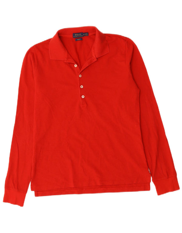 Polo Ralph Lauren Womens Long Sleeve Slim Fit Shirt UK 12 Medium Red Cotton