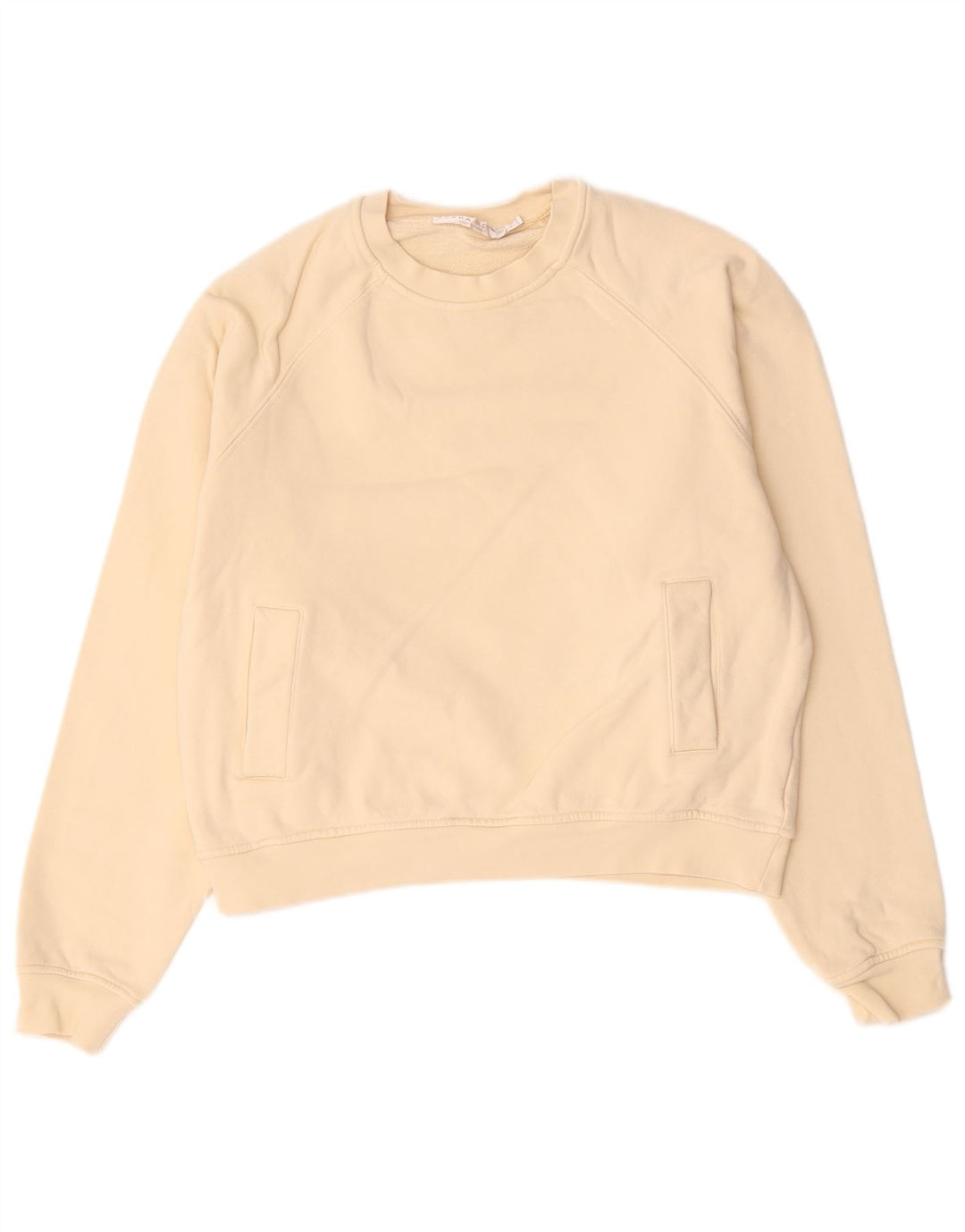 Zara Womens Sweatshirt Jumper UK 14 Medium Beige Cotton