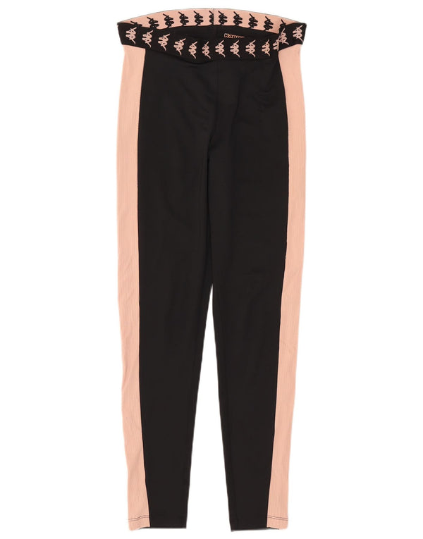 Kappa Womens Tezenis Graphic Leggings UK 12 Medium Black Colourblock