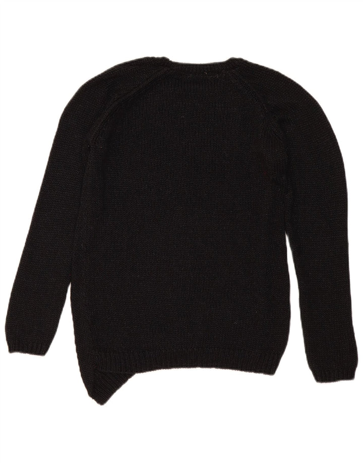 Zara Womens Crew Neck Jumper Sweater UK 14 Medium Black