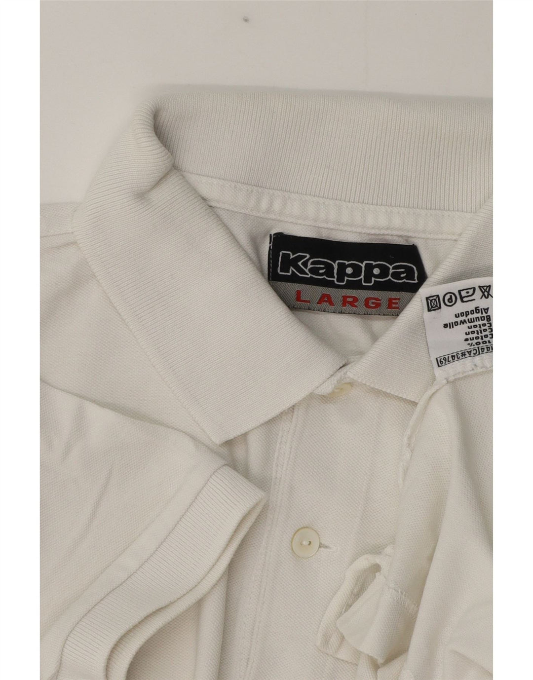 Kappa Mens Polo Shirt Large White Cotton